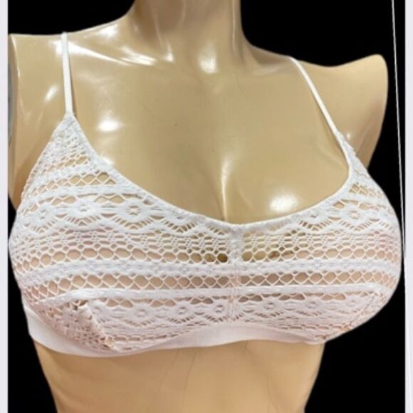 Victoria’s Secret Sexy Unlined Crochet Lace Bralette bra White Large - Picture 2 of 4